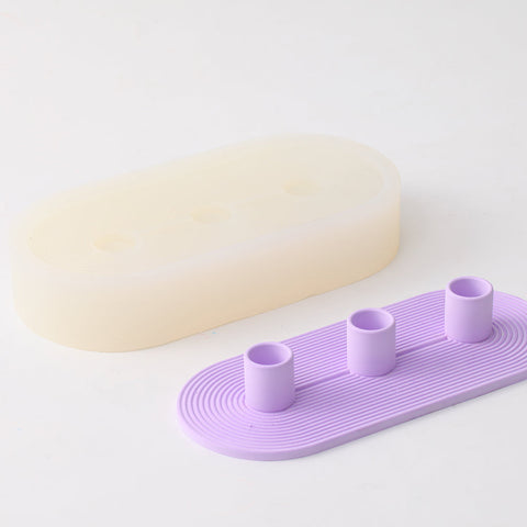3-Holes Taper Candle Holder Silicone Mold-1