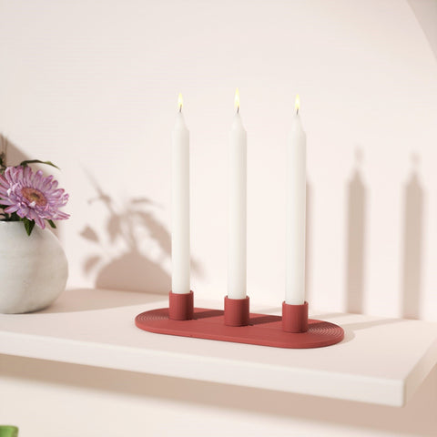 3-Holes Taper Candle Holder Silicone Mold-4