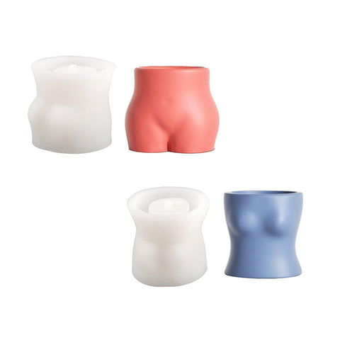 Body Shaped Concrete Plant Pot&Pen Holder Silicone Mold-5