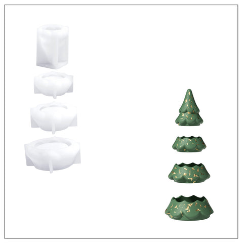 Blooming Stacking Christmas Tree Candle Jar Silicone Mold-5