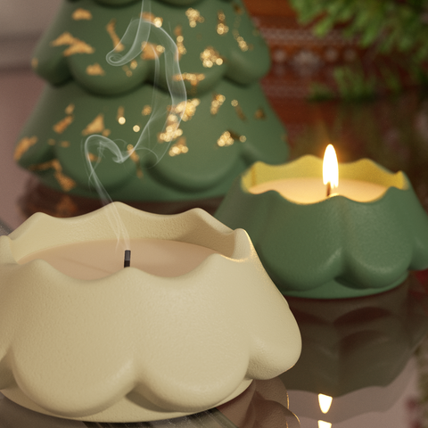 Blooming Stacking Christmas Tree Candle Jar Silicone Mold-1