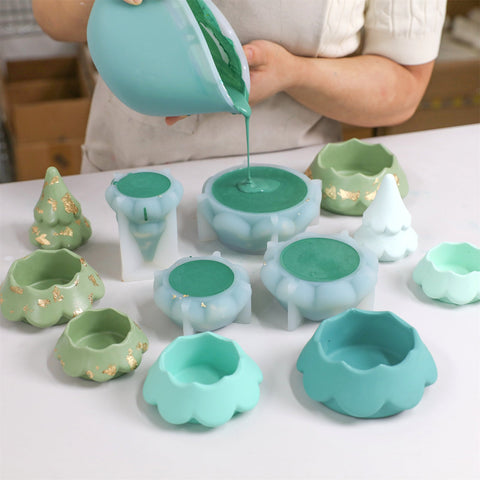 Blooming Stacking Christmas Tree Candle Jar Silicone Mold-2