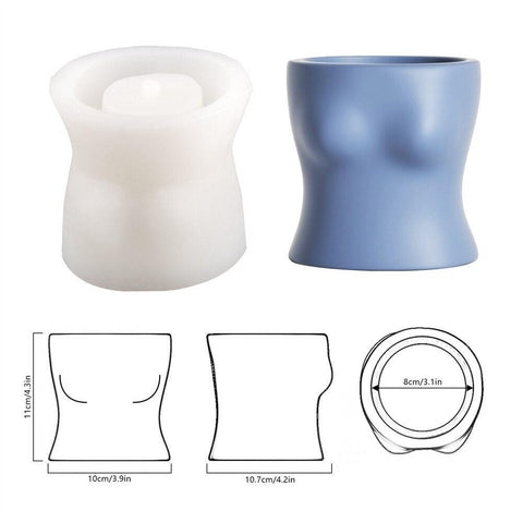 Body Shaped Concrete Plant Pot&Pen Holder Silicone Mold-6