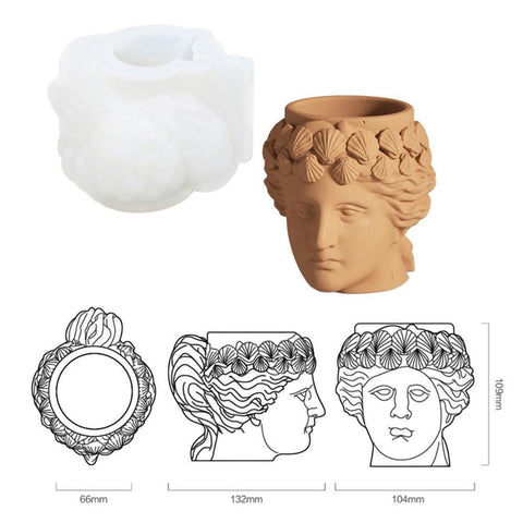 Aphrodite Head Statue Concrete Planter Silicone Mold-2