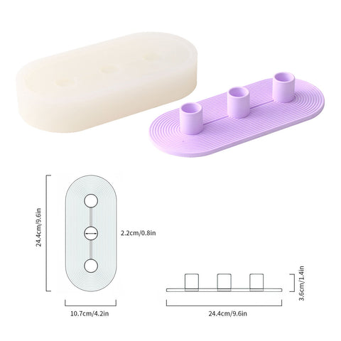 3-Holes Taper Candle Holder Silicone Mold-2